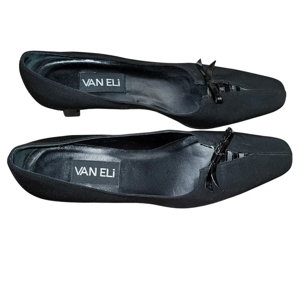 Van Eli Women Square Toe Spool Heel Pumps‎ Work Events Minimalist 7N Goth Witchy